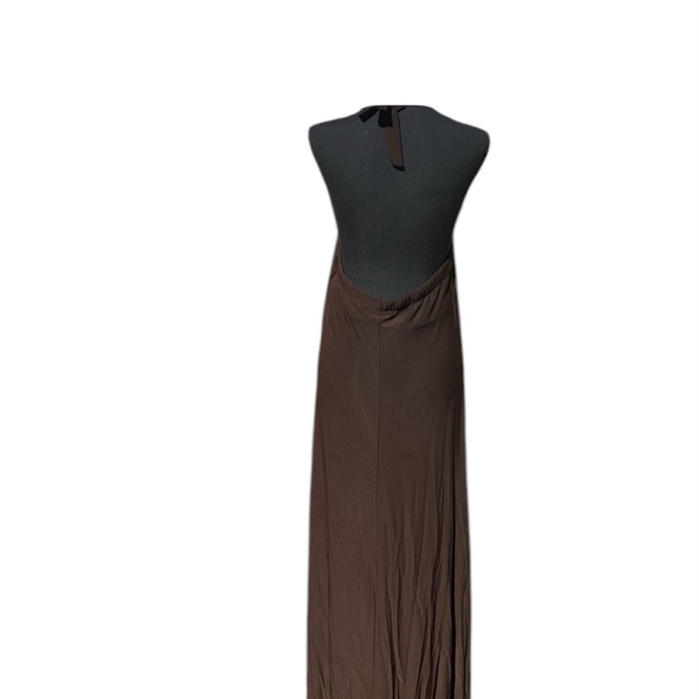 Women’s XL dark brown rayon halter dress with sequence front by Carina - Picture 2 of 4